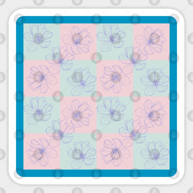 Hibiscus Flowers in Checkered Sticker by aybe7elf